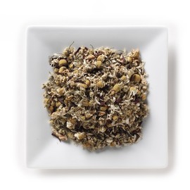 Mahamosa Herbal Flower Tea Blend and Tea Infuser Set: 4 oz Lemon Chamomile Herbal Tea, 1 Stainless Steel Tea Ball Infuser (Bundle- 2 items)(Tea ingredients: Chamomile, lemon peel, and hibiscus, with lemon flavor)