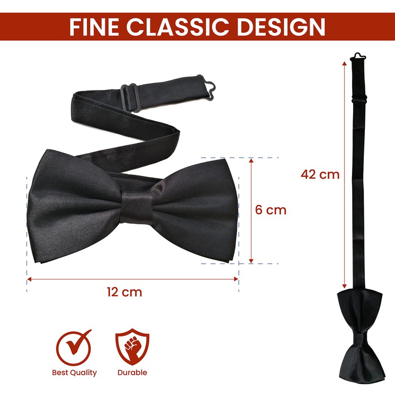 UtopyaUK Mens Bow Tie Satin Plain Novelty Adjustable Clip Fastening