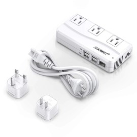 BESTEK Universal Travel Adapter 220V to 110V Voltage Converterwith 6A 4-Port USB