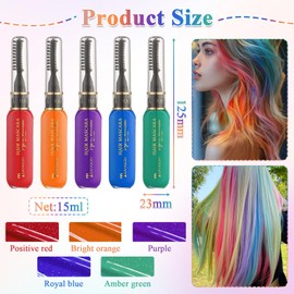 Pack of 5 Hair Mascara, Hair Chalk for Girls, Vegetable Extraction, Water Soluble Formula, Easy to Dye, Suitable for Carnival, Halloween, Role Play, Party etc. (5 Colours)