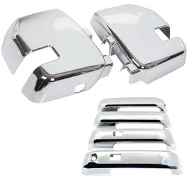 alittlepanda Triple Chrome Plate Chrome Mirror+Handle Cover Overlay with 2 Smart Buttons Compatible with 2017-2022 F-250 F-350 4th Gen