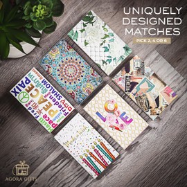 Decorative Matches Box -4-Inch Long Matches for Candles with Strike - Wooden Colorful Candle Matches with Rainbow Tips - 50 Pc Match Sticks Box - Matchbox Designs of Your Choice (6 Unique Box Designs)