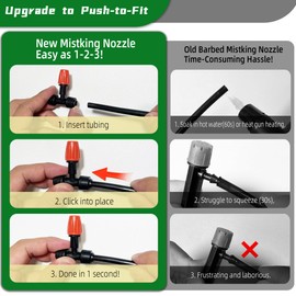 20PCS Push-to-Fit Drip Irrigation Micro Spray Emitters for 1/4 inch Irrigation Tubing, Three-Way Adjustable Atomizing Nozzle, Irrigation Dripper Sprinklers for Garden Greenhouse Agricultural