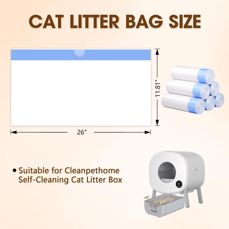 120 Count Cat Litter Box Liners for Fumoi and Fsitego