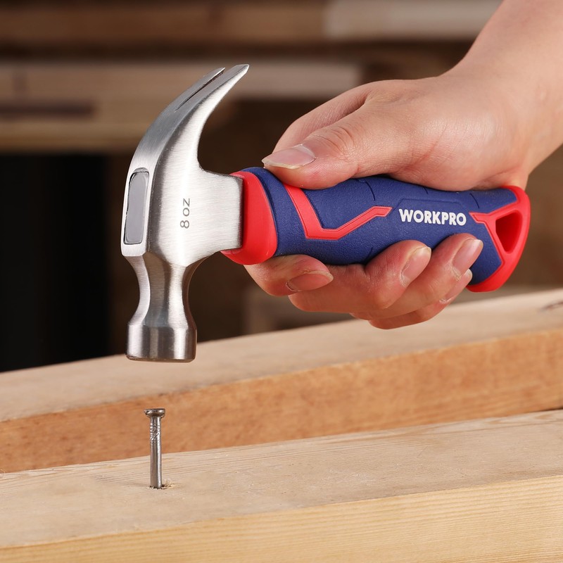 WORKPRO 8 oz Claw Hammer with Fiberglass Handle, All Purpose
