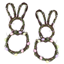 Group of 2 Artificial Eggs and Pip Berries Natural Grapevine Bunnies by Factory Direct Craft - Bunny Wreaths for Easter Decorating and Spring Displays