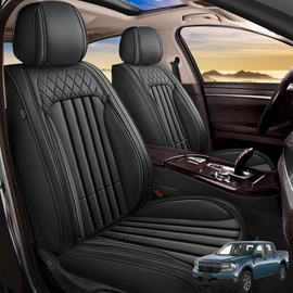 RAWAKORW Car Seat Covers Fit for Ford Maverick 2022 2023 2024 2025: Front Set Waterproof Leather Vehicle Seat Cushion Luxury Automotive Protector Easy to Install(2 Seats, Black)