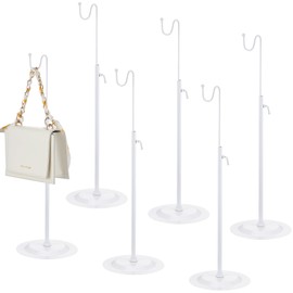 Therwen 6 Pcs Purse Display Stands Handbag Display Stand Purse Stands for Display Single Hook Display Stand Adjustable Height Handbag Display Holder for Home Boutique Store Counter Retail (White)