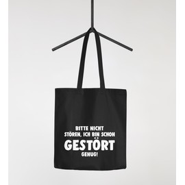 Jute Bag please do not disturb I'm disturbed enough already Saying Sayings Cotton Fabric Bag Handle Bag Moon Works, Black