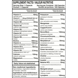 Predator Labs Multi + 100 capsule - Complete unisex formula, Multi+ is the ultimate vitamin complex for iron health. It includes vitamins, minerals, trace elements, plants and more. It fills in your gaps to allow better energy and metabolic processes. It
