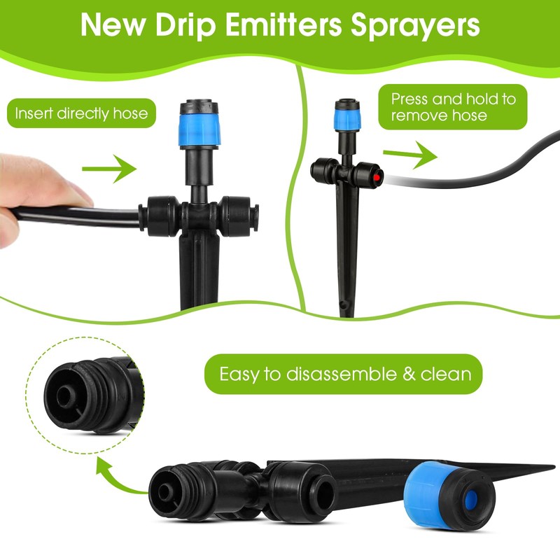 25 Pcs Water Irrigation Drippers, MSDADA Adjustable 360 Degree Fan