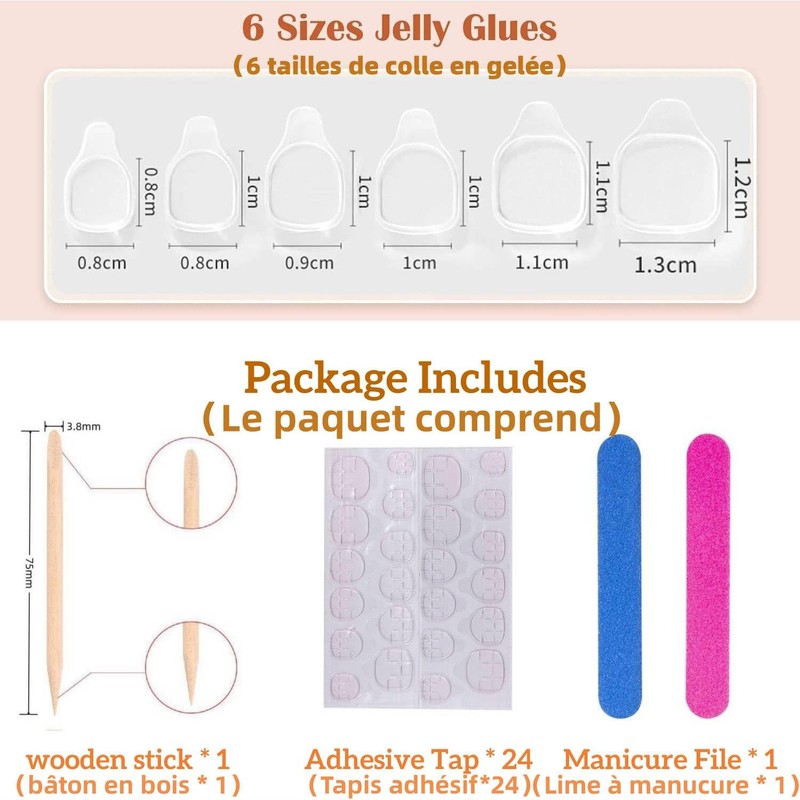 Press on Nails Medium Coffin Square French Tip Simple with