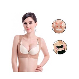 Unbranded Women Chest Brace Up Hunchback Posture Shape Corrector X Strap Vest (M, Beige)