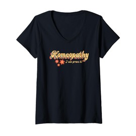 Womens Homeopathy Proving it Joke Retro V-Neck T-Shirt