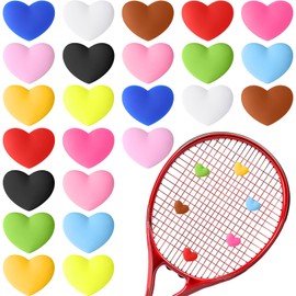 HappyAlley 24 Pcs Colorful Tennis Vibration Dampener Heart Shaped Silicone Racket Shock String Absorbers Tool for Women Men Gift Tennis Supplies, 12 Colors