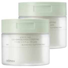 Cellimax Eraser Cica BHA Blemish Toner Pads 170ml, 60 pads, 2 packs / 셀리맥스 지우개 시카 바하 블레미쉬 토너 패드 170ml, 60매입, 2개