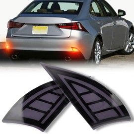 GEEGEETOP Full Lens LED Rear Reflector Bumper Fog Light Assembly kit for Lexus IS IS250 IS300 IS350 IS200t is-F 2014-20,Sequential Turn Signal Light&Brake Light&Daytime Running Light,2 PCS (BLACK)