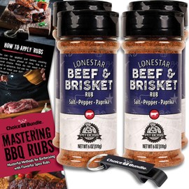 Pit Boss Lonestar Brisket - Texas Style Premium BBQ Barbecue Mixed Seasoning Spice & Rub 4 pk Choice Bundle (24 oz) + Guide & Bottle Opener (6 Items)!