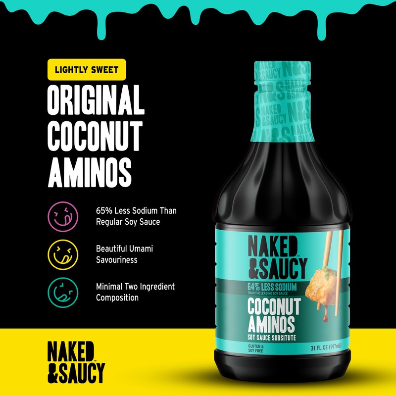 Naked & Saucy Low Sodium Coconut Aminos, Soy Sauce Substitute,