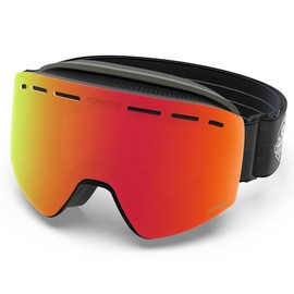 TOREGE Ski Goggles, Snow Sports Goggles with Anti-fog Spherical Lens, Snowboard Goggles for Men Women Adult Youth (Matte Black Frame & REVO Black Red Lens TG08C3)