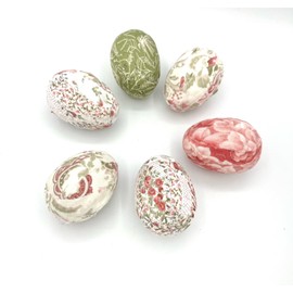 Eggs English Garden fabric wrapped eggs, decorative bowl filler set of 6, cream, white, grren, rose pink, home decor, spring
