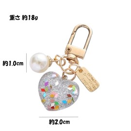 Amily Women's Gold Heart Key Ring, Stylish, Cute, Accessory, Bag, Charm, white