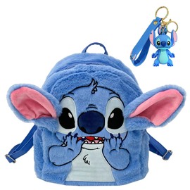 QOQXQOOH Cute Mini Plush Backpack for Women, 11 inch Furry Small Double Strap Shoulder Bag, Gift for Her (Blue)