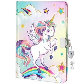 WERNNSAI Unicorn Diary Girls - Glitter Notebook Unicorn Notebook Gift for Children Travel Private Journals School Notebooks A5 Lined Memos Writing Drawing Notepad with Lock Keys