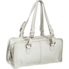 Amerileather Cowhide Belt Stitched Leather Satchel Off-white