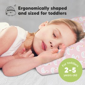 Toddler Pillow with Pillowcase - 13x18 My Little Dreamy Kids Travel Bed Pillows for Sleeping, Organic Cotton Small Pillowcase, Soft & Breathable, Machine Washable, Toddlers 2-5 Years Old (Swan Lake)