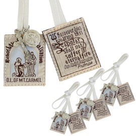 Scapulars Catholic, 3 Pack Bulk Brown Scapular Of Our Lady Of Mount Carmel, Escapularios Catolicos Scapular Catholic Gift For First Holy Communion, St Benedict Medal Pardon Crucifix Decoration