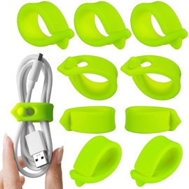 ELFRhino Cord Organizer Cable Straps Clips Wire Ties Earbuds Earphone Headphone Headset Wrap Winder Holder Keeper Manager Management(Set of 9, Green)
