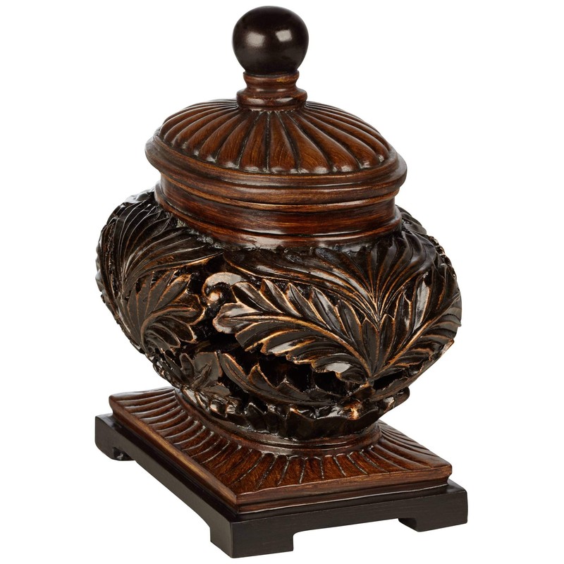 Weldona 9" High Vine and Leaf Wood Finish Jar with