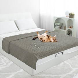 PureFit 100% Waterproof and Anti-Slip Dog Bed Cover, Washable Pet Blanket, Stain Resistant Sofa Couch Furniture Protector Cover for Kids, Dog, Cat (82x102 Inch, Grey)