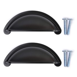 BSM Marketing Ariel 10 Pcs Matt Black Pewter Brushed Chrome Cabinet Door Drawer Pull Handles - Matte Black