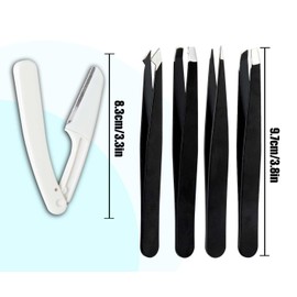 Tweezers Set [9+1 PCS] - Professional Stainless Steel Tweezers for Eyebrows – High-Precision Beauty Tools for Eyebrows, Facial Hair, Splinter & Ingrown Hair Removal