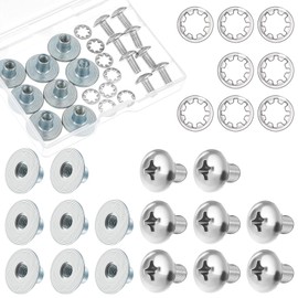 Landhoow 8 Sets Football Backplate Screws Chicago Screws Football Back Plate Hardware Include Truss Head Slotted Fasteners Washers Gaskets for Unisex Adult Size Youth Size Backplates (Round,Sliver)