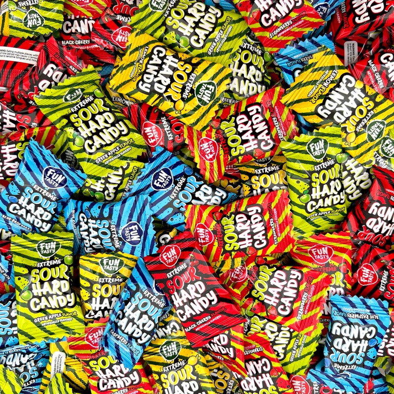 Funtasty Extreme Sour Hard Candy Mix - Strawberry, Blue Raspberry,