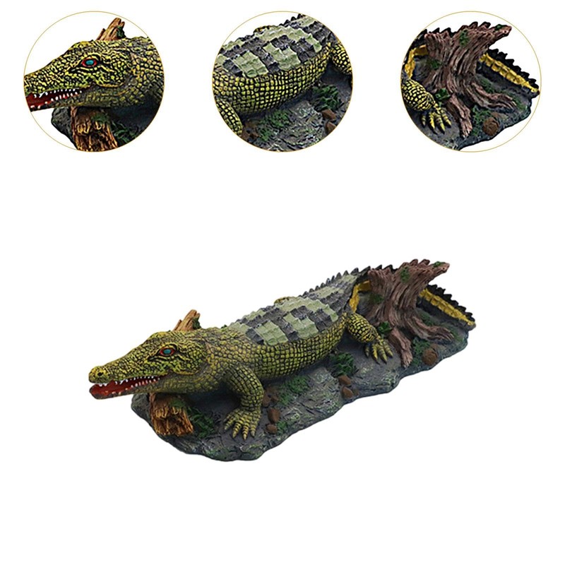 Fonowx Aquarium Crocodile Air Stone Crocodile Figurine Air Bubbler for
