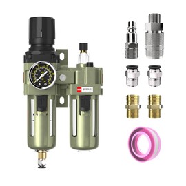 CNZG PNEU NPT 3/8" Air Regulator with Gauge,Air Compressor Water Separator with Accessories,Pneumatic Compressed Air Filter Pressure Oil Trap(AC3010-03)