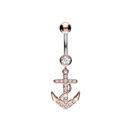 PIERCINGLINE Titanium Belly Button Piercing | Anchor 925 Silver | Piercing Banana Bell Banana | Choice of Colours, Titanium (grade 23) / 925 silver