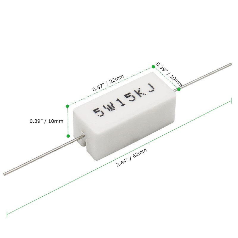 Cement Resistor 10 PCS 5W 15K Ohm 5% Axial Lead