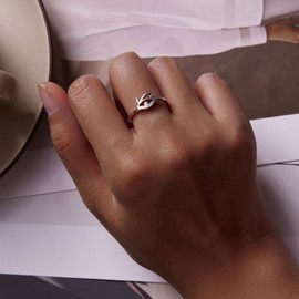 WOSTU Evil Eye Ring Adjustable Rings For Women 925 Sterling Silver Turkish Eye Rings Mal De Ojo Jewelry for Women Girl Energy Protection Ring Stackable Ring, Sterling Silver, No Gemstone