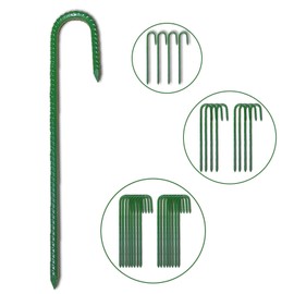 12 Inch Garden Stakes Premium J Hook Rebar Stakes Heavy Duty Rust-Resistant Durable Galvanized Metal Ground Anchors for Tents & Landscape Support Outdoor Decorations and Inflatables 16 pcs