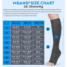 MGANG Men'S Compression Socks, 20-30 Mmhg Graduated Knee-Hi Compression Stockings For , Open Toe, Opaque, Support Hose For Dvt, Pregnancy, Varicose Veins, Relief Shin Splin Large Short Beige