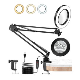 TANYO 10X Magnifying Glass with Light, 1800 Lumen Magnifier with Light, Lamp with 3 Color Modes & 10 Brightness Levels, Magnifying Glasses for Close Work, Crafts, Hobby, Reading, Jewelry.