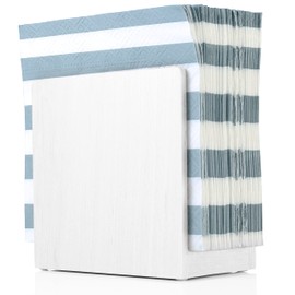 Napkin Holder For Table - Wooden Farmhouse Napkin Holders, White Simple Upright Vertical Dining Table Cocktail Napkins Dispenser, Kitchen Rustic Natural Walnut Wood For Paper Napkins