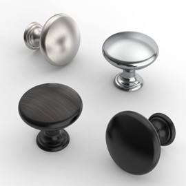 Furniware 12 Pack Cabinet Hardware Knobs, Kitchen Door Cabinet Brushed Satin Nickel Round Solid Knobs - 1-1/4" (30mm) Diameter