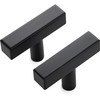 SNOKAY 10 Pack Matte Black Square T Cabinet Pulls Single