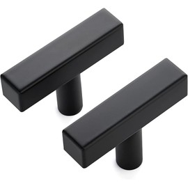 SNOKAY 10 Pack Matte Black Square T Cabinet Pulls Single Hole Square Cabinet Handles for Kitchen Cabinet Matte Black Drawer Pulls, 5CM Length